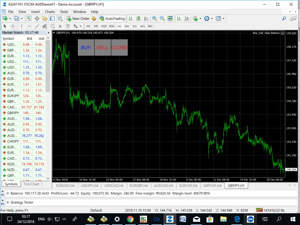 買い・売りストップボタン