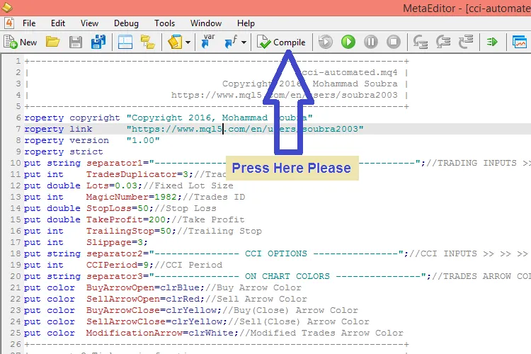 Contoh Sistem Trading Indeks Saluran Komoditi (CCI) untuk MetaTrader 4