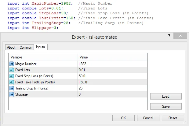 使用RSI指标的MetaTrader 4自动交易示例