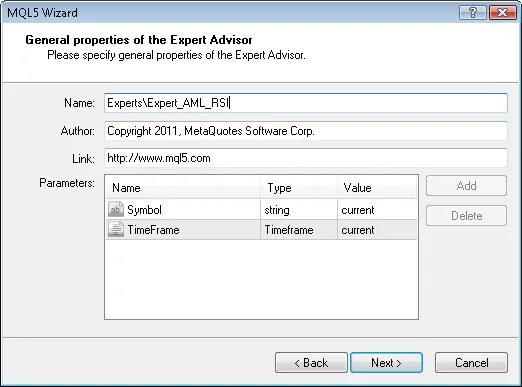 Gambar 5. Properti umum dari Expert Advisor