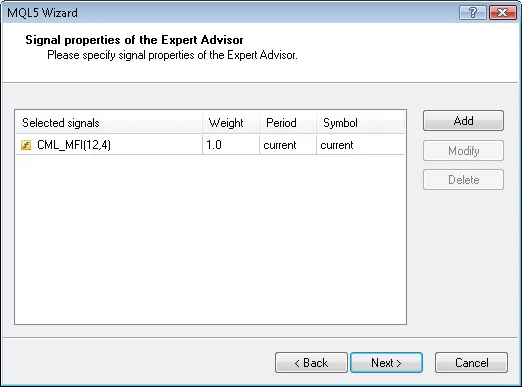 Fig. 8. Expert Advisor의 신호 속성