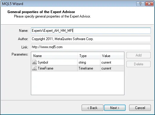 Fig. 5. Atribut umum Expert Advisor
