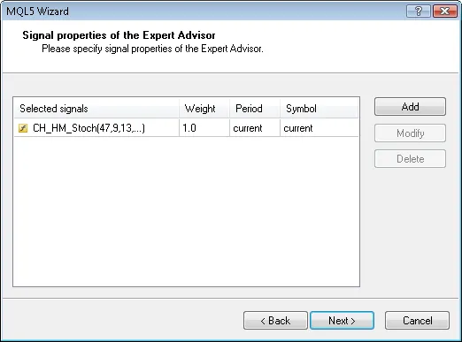Fig. 8. 전문가 어드바이저의 신호 속성