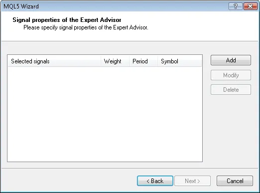 Fig. 6. คุณสมบัติของสัญญาณใน Expert Advisor