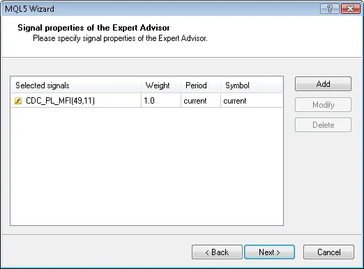 Fig. 8. Proprietà dei segnali dell'Expert Advisor Fig. 8. Proprietà dei segnali dell'Expert Advisor