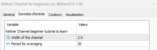 Keltner通道输入设置 Keltner通道输入设置