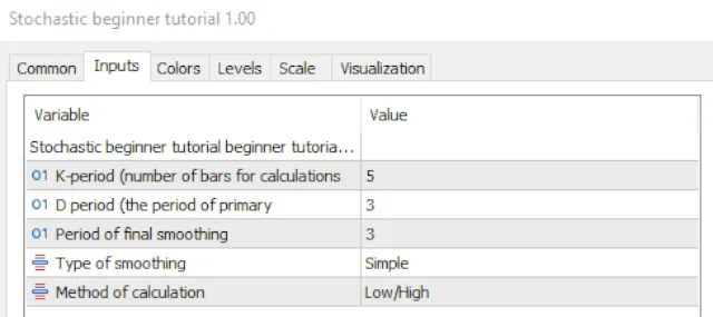 ストキャスティクス初心者チュートリアル - 入力