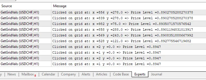 แปลงค่าคลิกเมาส์บนกราฟเป็นราคาใน MetaTrader 5