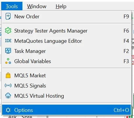 Menu Tools - Option