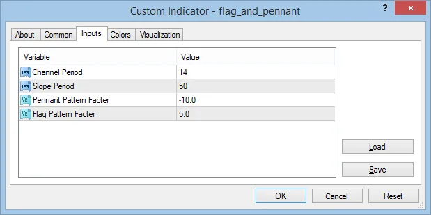 Flag en Pennant instellingen